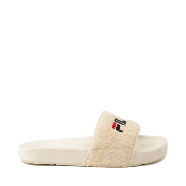 Womens Fila Fuzzy Drifter Slide Sandal - Cream