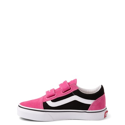 Alternate view of Vans Old Skool V Logo Pop Skate Shoe - Little Kid - Shock Pink / Black