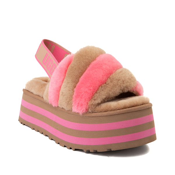 Womens UGG® Disco Stripe Platform Slide Sandal - Chestnut / Pink Rose ...