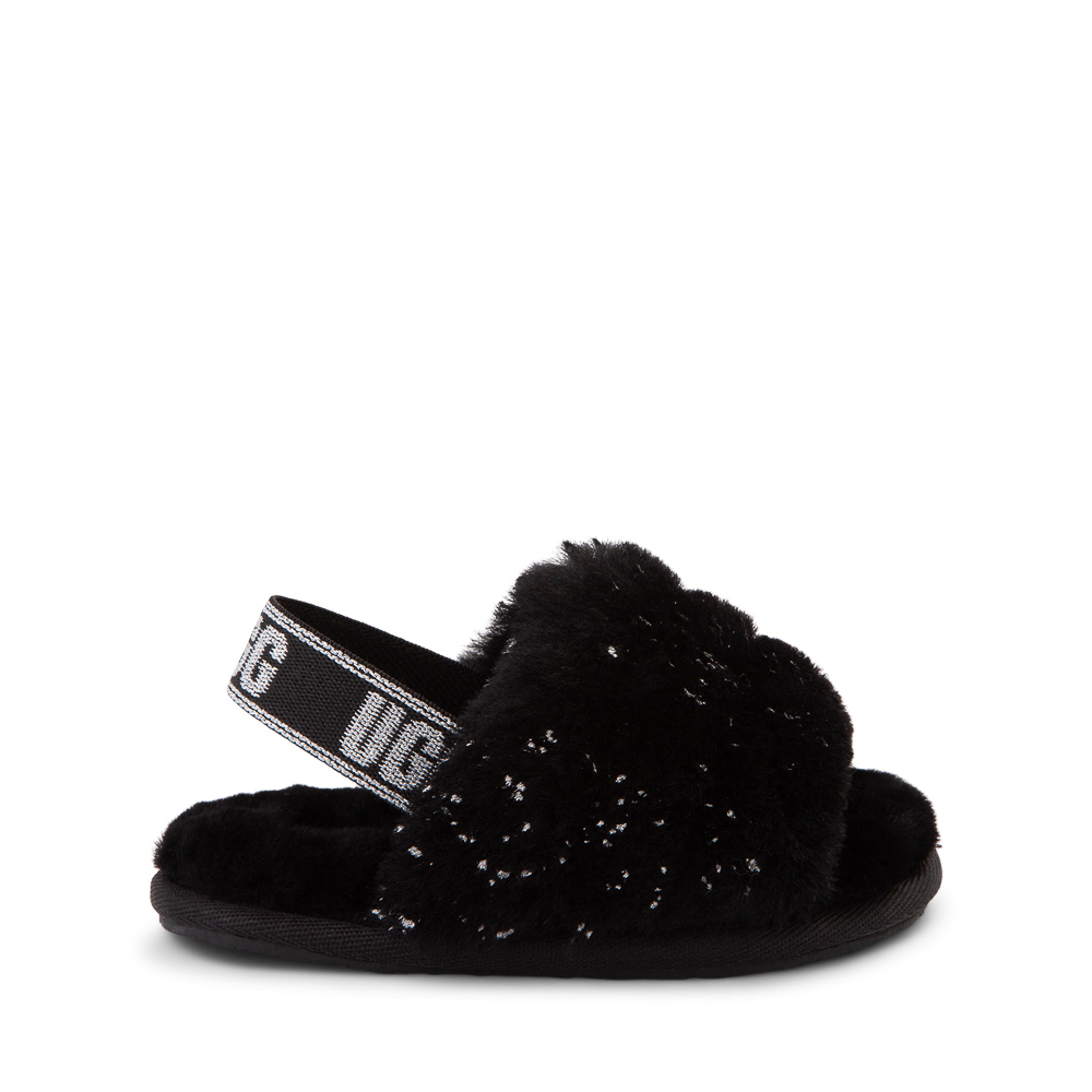 UGG® Fluff Yeah Metallic Sparkle Slide Sandal - Toddler / Little Kid  - Black