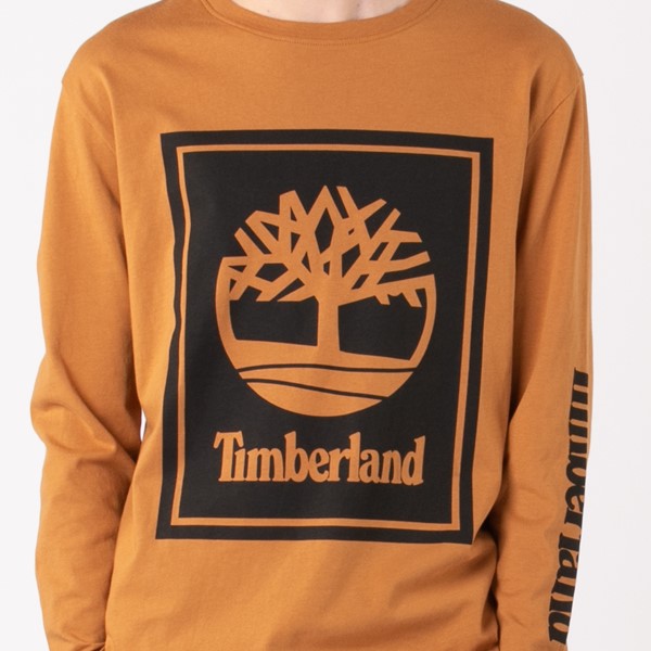 alternate view Mens Timberland Stacked Logo Long Sleeve Tee - WheatALT1B