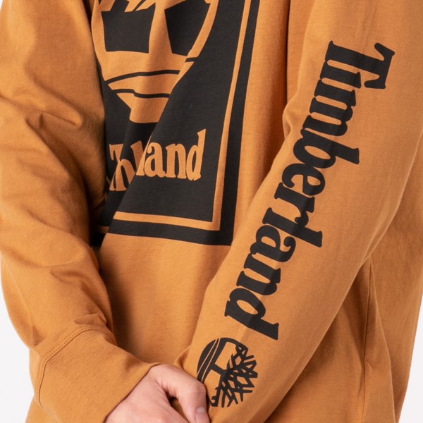 alternate view Mens Timberland Stacked Logo Long Sleeve Tee - WheatALT3B