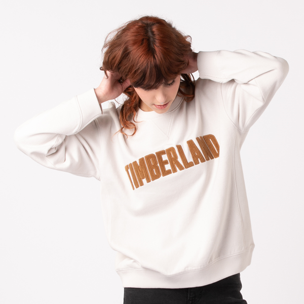Main view of Womens Timberland Ecoriginal Corduroy Logo Sweatshirt - White Sand
