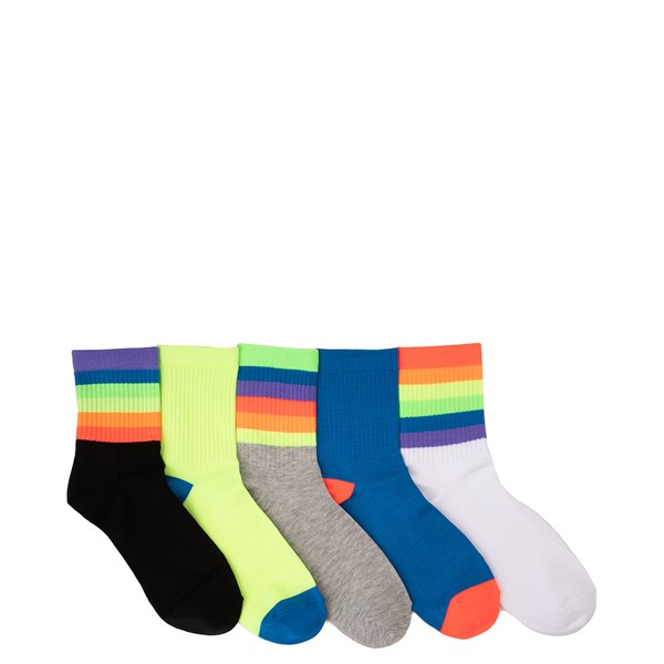Main view of Mens Rainbow Quarter Socks 5 Pack - Multicolor