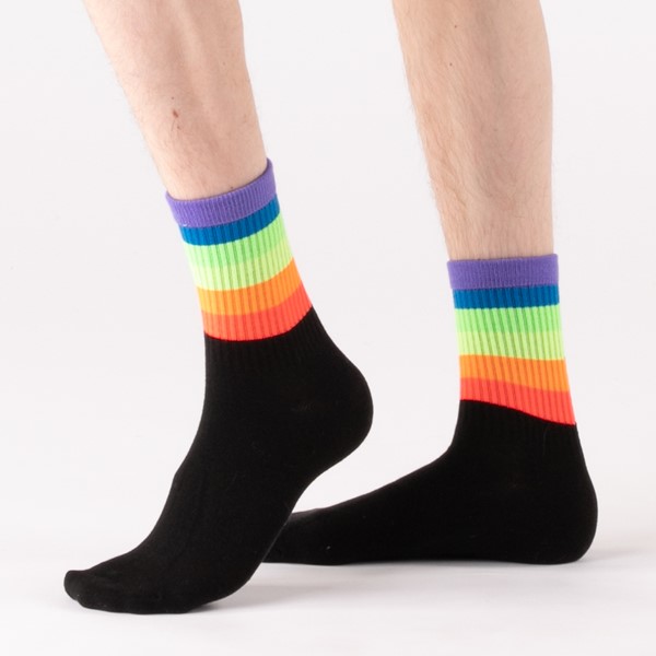 alternate view Mens Rainbow Quarter Socks 5 Pack - MulticolorALT1