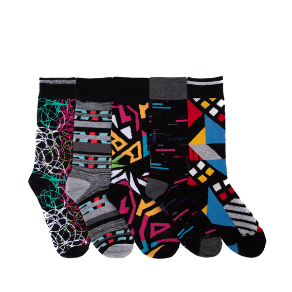 Mens Graffiti Crew Socks 5 Pack - Multicolor