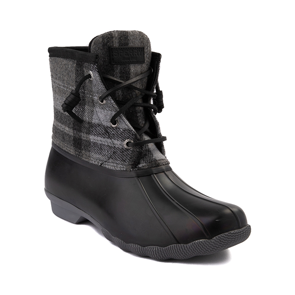 alternate view Womens Sperry Top-Sider Saltwater Plaid Wool Boot - Black / CharcoalALT5