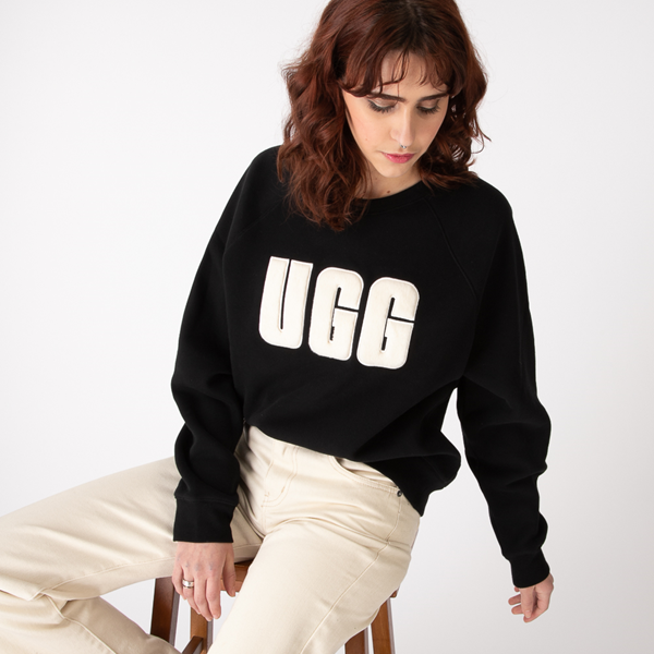 Main view of Womens UGG&reg; Madeline Fuzzy Logo Sweatshirt - Black