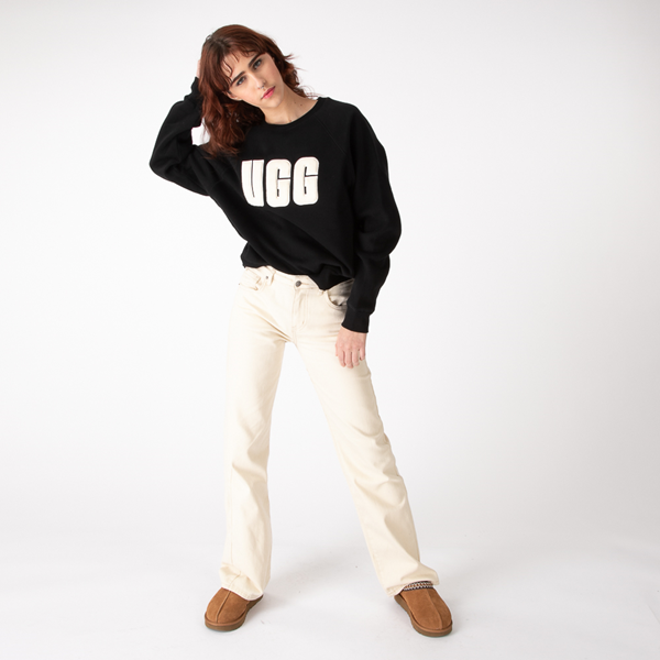 alternate view Womens UGG® Madeline Fuzzy Logo Sweatshirt - BlackALT1