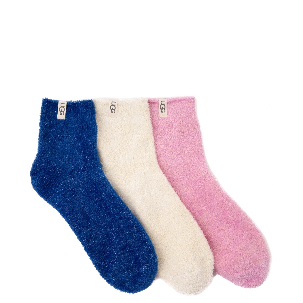 Womens UGG® Keri Sparkle Quarter Socks 3 Pack - White / Blue / Primrose