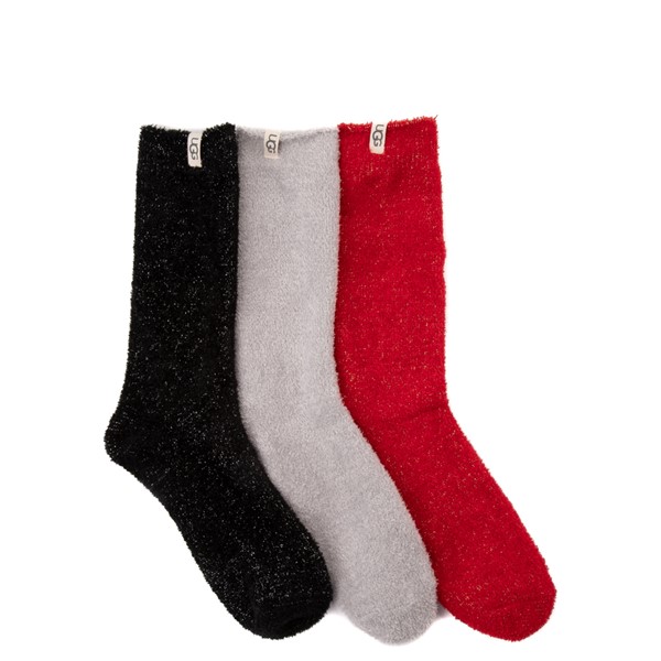 Womens UGG&reg; Keri Sparkle Quarter Socks 3 Pack - Black / Red / Gray