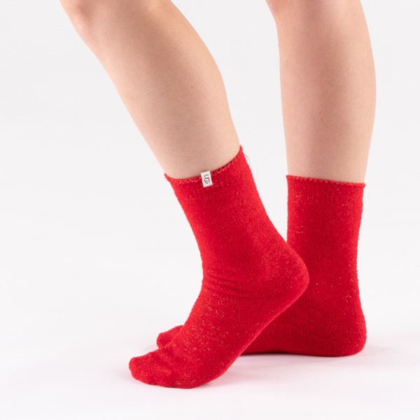 alternate view Womens UGG® Keri Sparkle Quarter Socks 3 Pack - Black / Red / GrayALT1