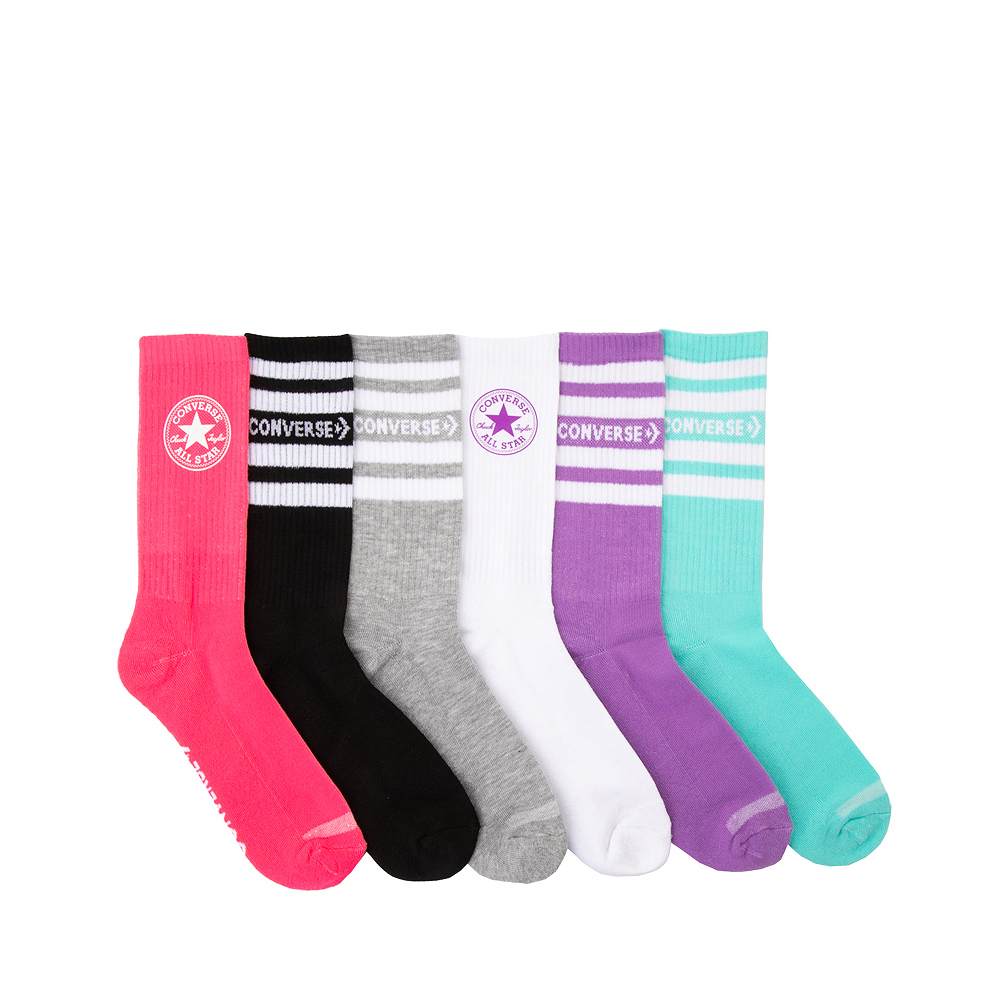 Womens Converse Bright Crew Socks 6 Pack - Multicolor