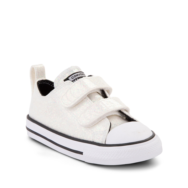 alternate view Converse Chuck Taylor All Star Lo 2V Glitter Sneaker - Baby / Toddler - WhiteALT5