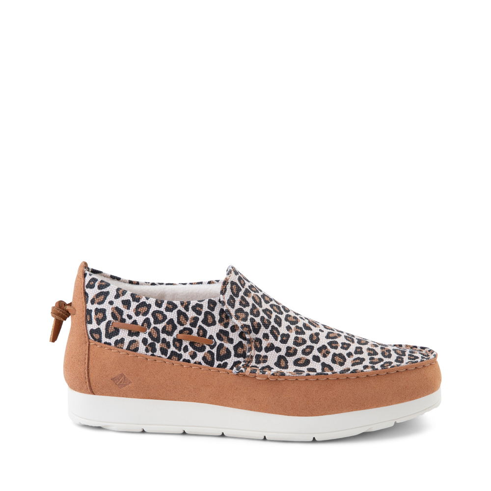 leopard sperry slip ons