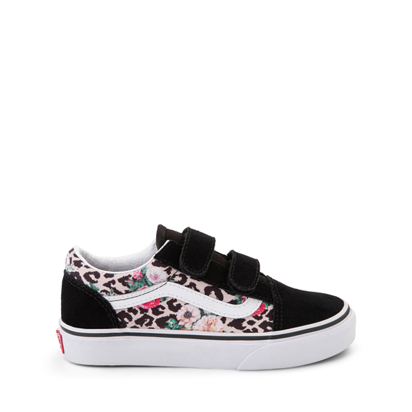 Vans Old Skool V Skate Shoe - Big Kid - Black / Leopard Floral