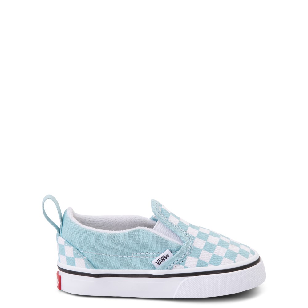 Vans Slip On V Checkerboard Skate Shoe - Baby / Toddler - Aquatic Blue