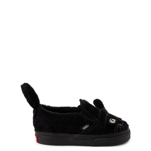 Main view of Vans Slip On V Black Cat Skate Shoe - Baby / Toddler - Black
