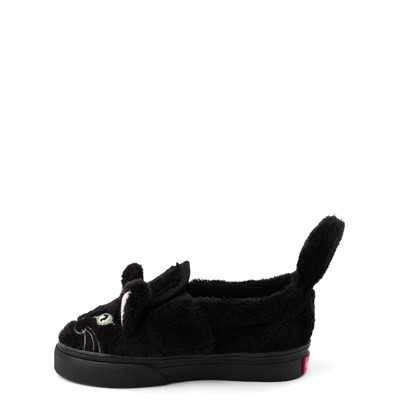 Alternate view of Vans Slip On V Black Cat Skate Shoe - Baby / Toddler - Black