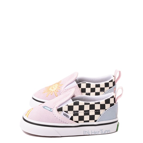 alternate view Vans x Skateistan Slip On V Checkerboard Skate Shoe - Baby / Toddler - Light PinkALT1