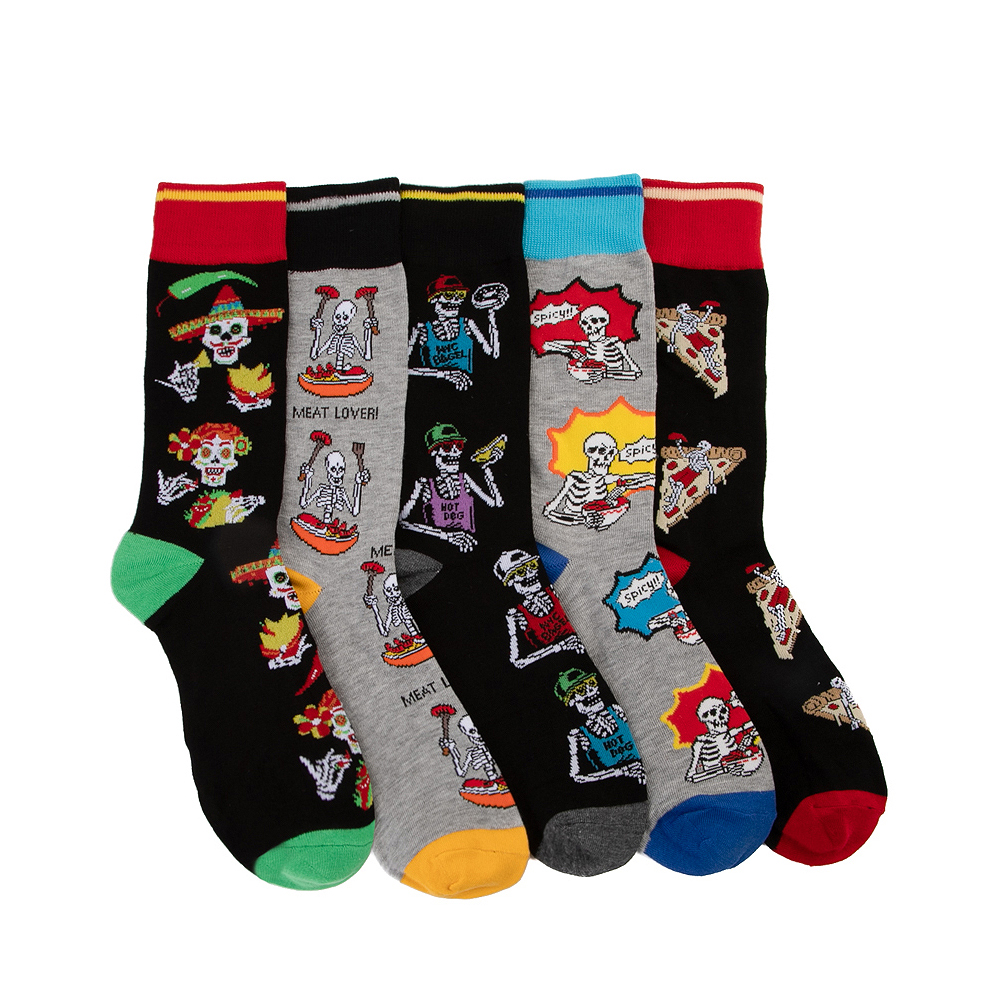Mens Foodie Skeleton Crew Socks 5 Pack - Multicolor