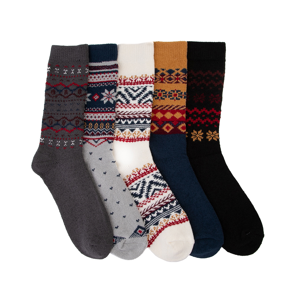 Mens Winter Sweater Crew Socks 5 Pack - Multicolor