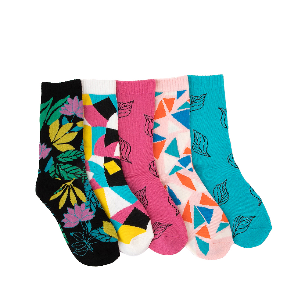 Womens Mixed Print Sweater Crew Socks 5 Pack - Multicolor