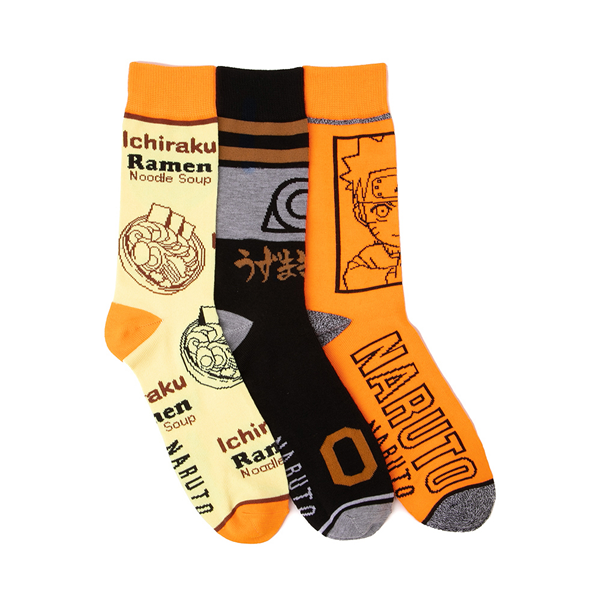 Mens Naruto Crew Socks 3 Pack - Orange / Black
