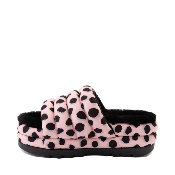alternate view Womens UGG® Puft Maxi Slide Sandal - Black / Pink Scallop CheetahALT1