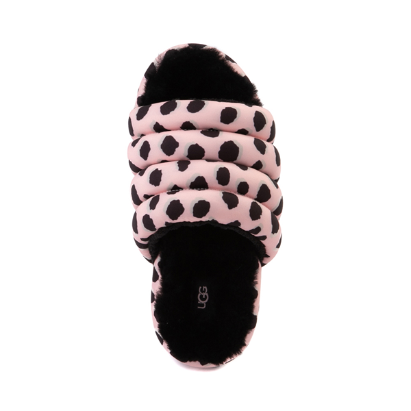 alternate view Womens UGG® Puft Maxi Slide Sandal - Black / Pink Scallop CheetahALT2