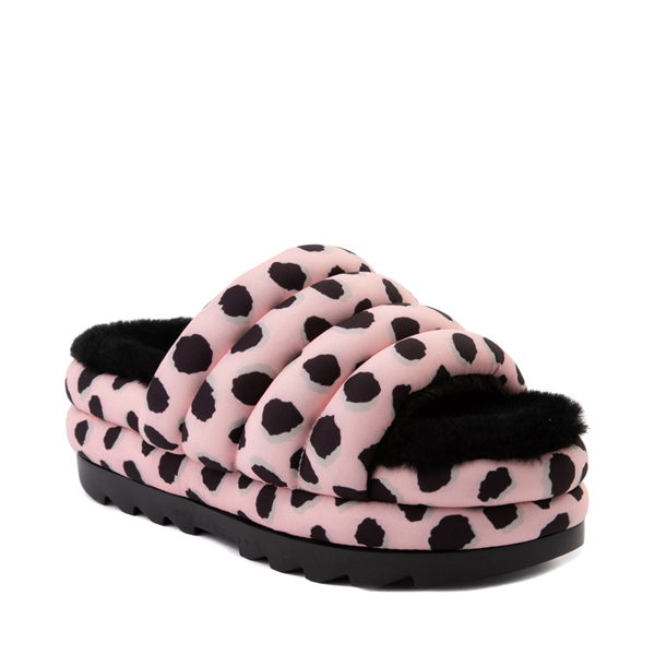 alternate view Womens UGG® Puft Maxi Slide Sandal - Black / Pink Scallop CheetahALT5