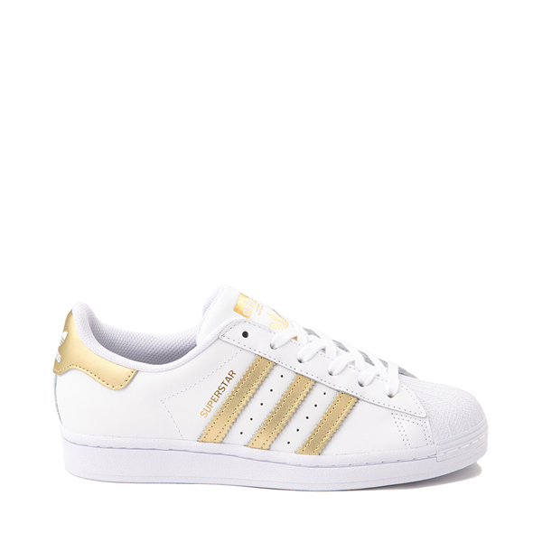 Main view of Womens adidas Superstar Athletic Shoe - Cloud White / Gold Metallic