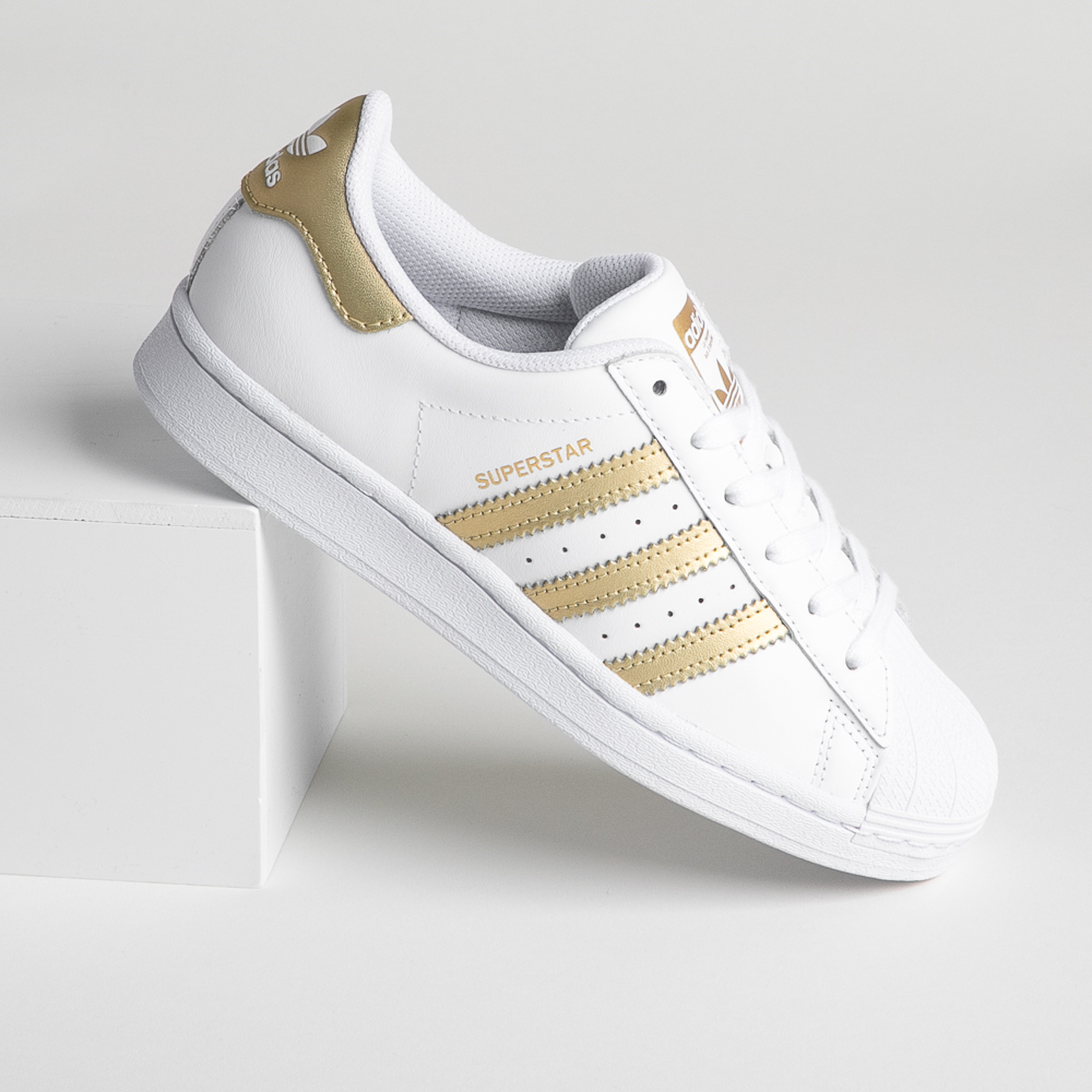 Womens adidas Superstar Athletic Shoe - Cloud White / Gold Metallic
