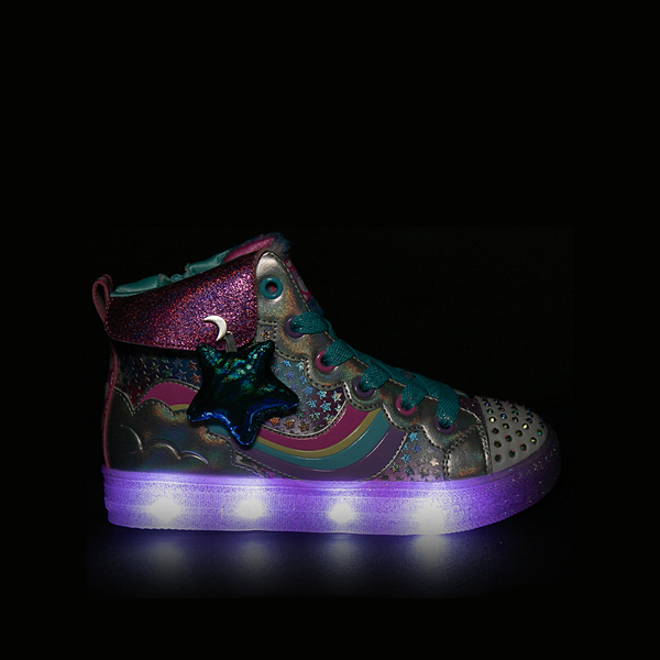 alternate view Skechers Twinkle Toes Shuffle Brights Star Jumps Sneaker - Little Kid - Purple / MulticolorALT1
