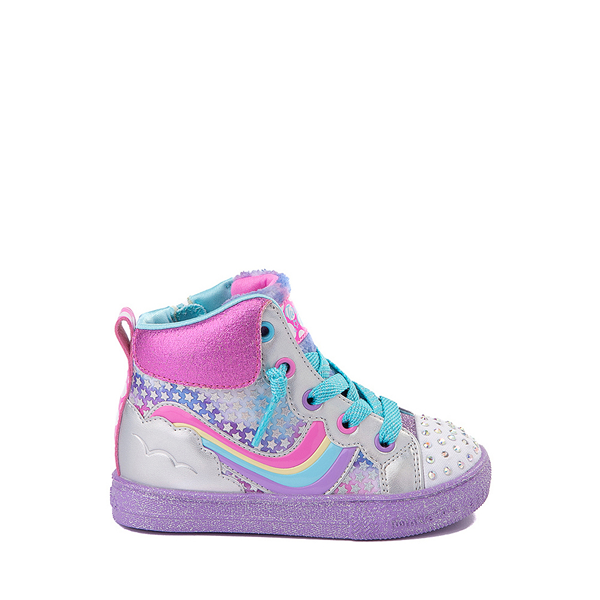 Main view of Skechers Twinkle Toes Shuffle Lites Star Jumps Sneaker - Toddler - Purple / Multicolor