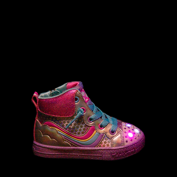 alternate view Skechers Twinkle Toes Shuffle Lites Star Jumps Sneaker - Toddler - Purple / MulticolorALT1