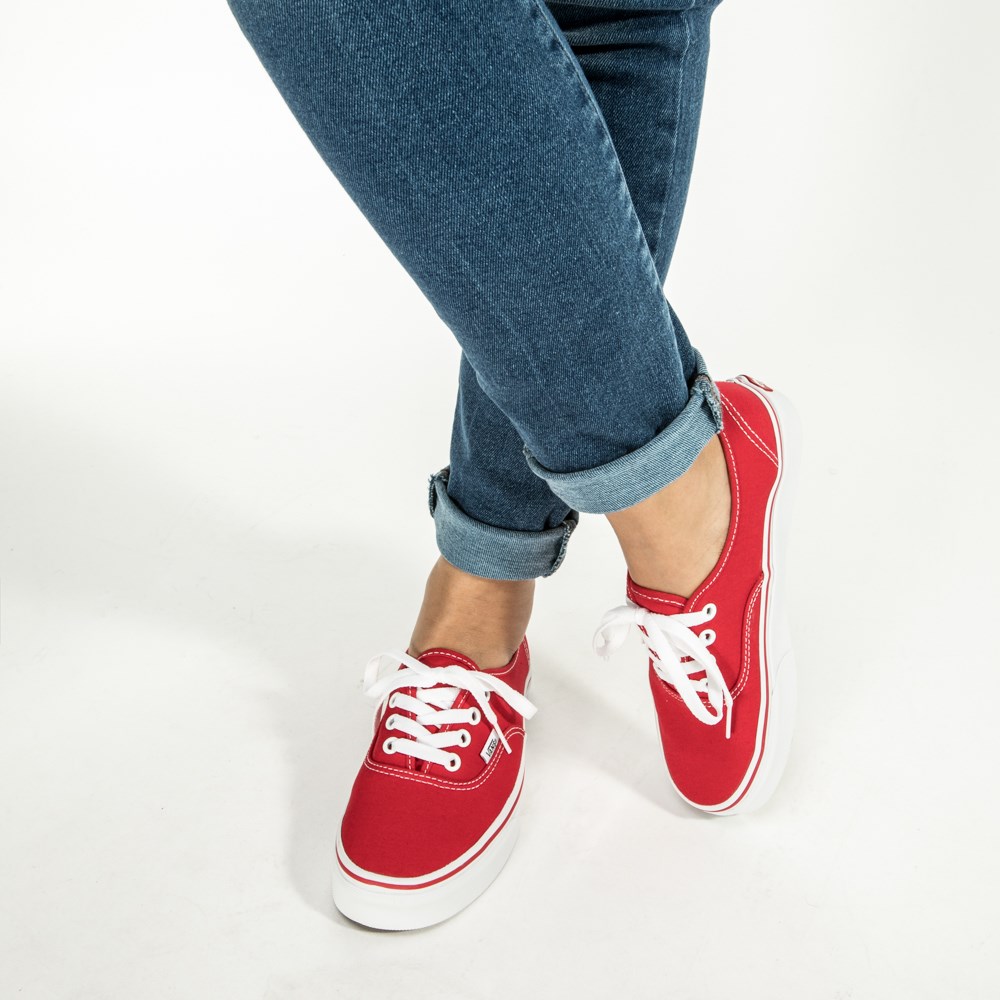 vans shoes red on feet