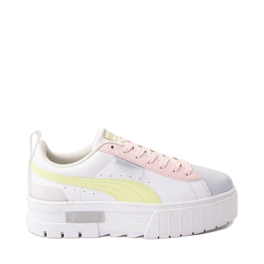 Womens PUMA Mayze Pop Platform Athletic Shoe - White / Lime