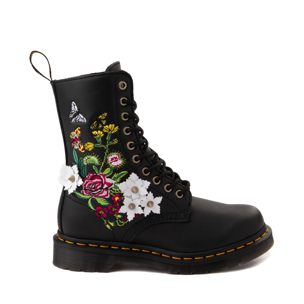 Womens Dr. Martens 1490 10-Eye Floral Bloom Boot - Black