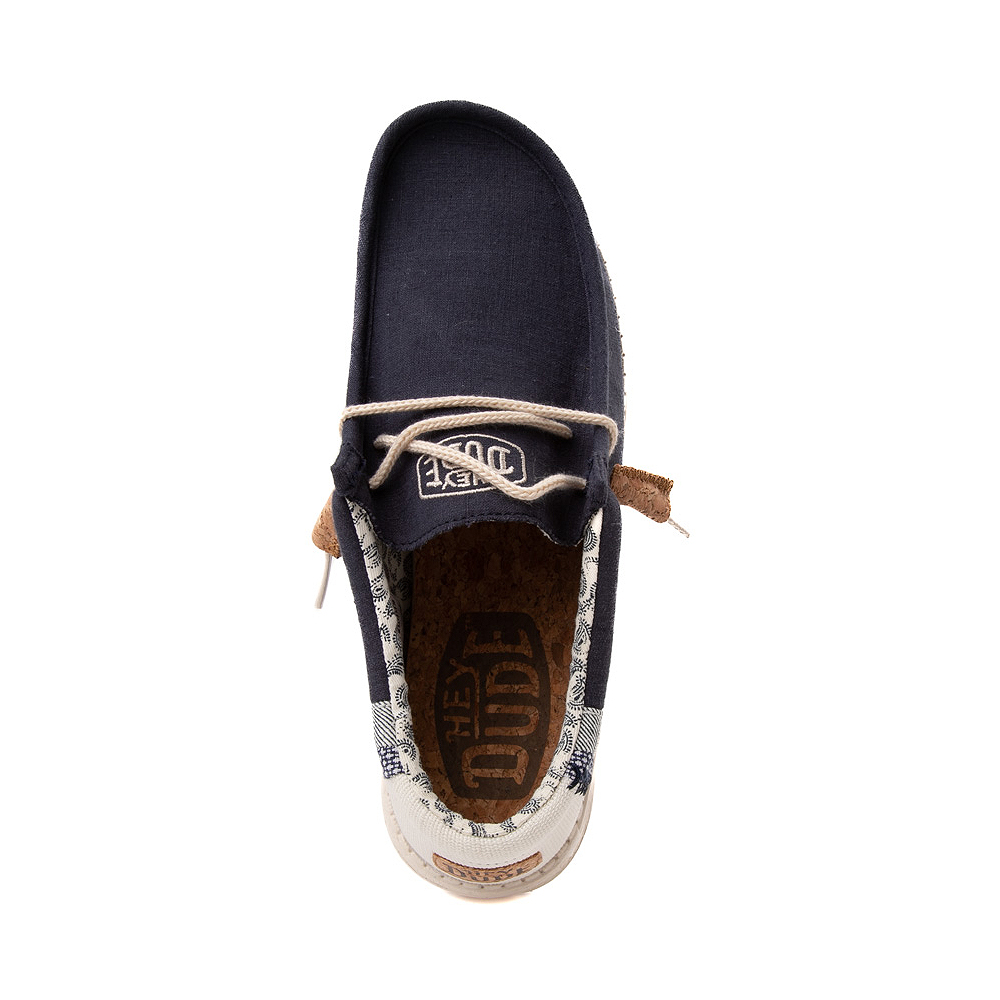 Mens HEYDUDE Wally Break Stitch Casual Shoe - Navy / Natural | Journeys