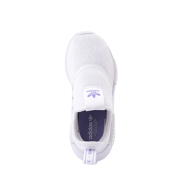 alternate view adidas NMD 360 Slip On Athletic Shoe - Little Kid - White / LenticularALT2