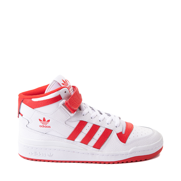 Main view of Mens adidas Forum Mid Athletic Shoe - White / Vivid Red