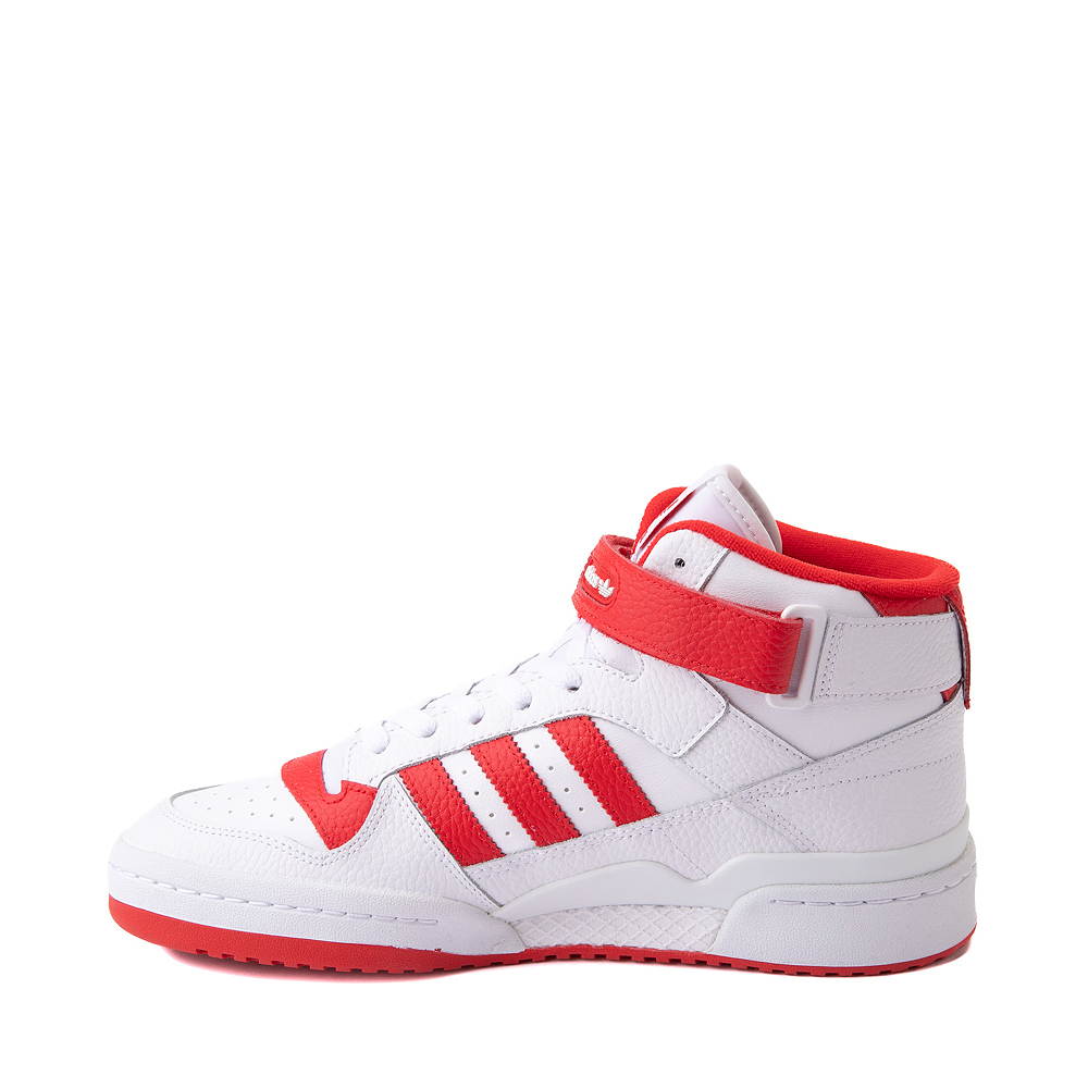 Mens adidas Forum Mid Athletic Shoe - White / Vivid Red | Journeys