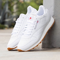 Mens Reebok Classic Leather Athletic Shoe - White / Gum  display picture 1