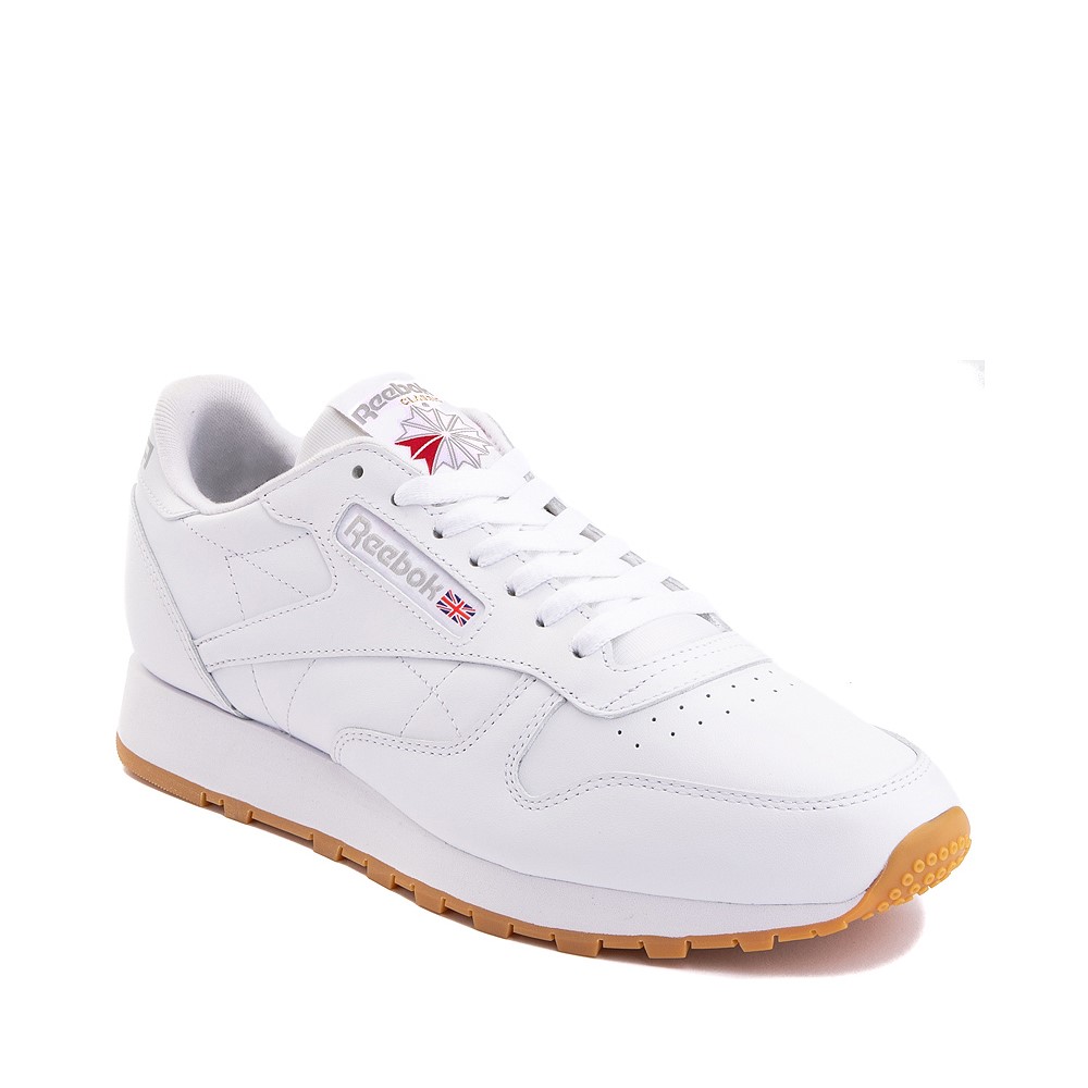 White reebok 2025 brown sole