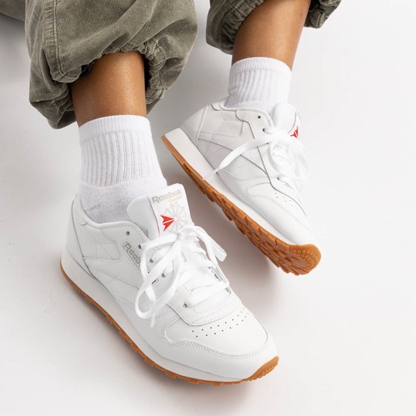 Womens Reebok Classic Leather Athletic Shoe - White / Gum