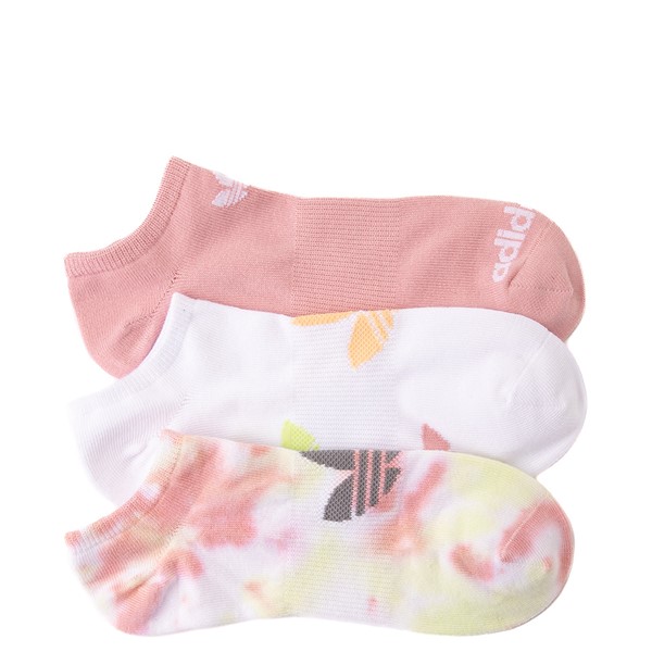 Main view of Womens adidas Color Wash Low Cut Socks 3 Pack - Salmon / White / Tie Dye