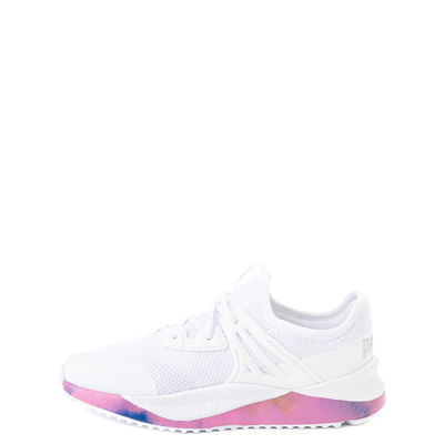 Alternate view of PUMA Pacer Future Bleached Athletic Shoe - Little Kid / Big Kid - White / Ultra Magenta
