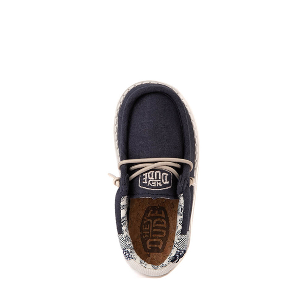alternate view Hey Dude Wally Casual Shoe - Toddler / Little Kid - Navy / NaturalALT2