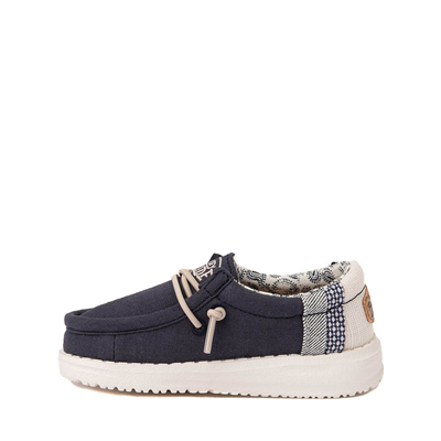 Alternate view of Hey Dude Wally Casual Shoe - Toddler / Little Kid - Navy / Natural
